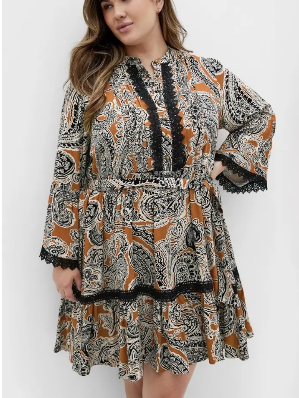 City Chic Paisley Button-Front Dress 20